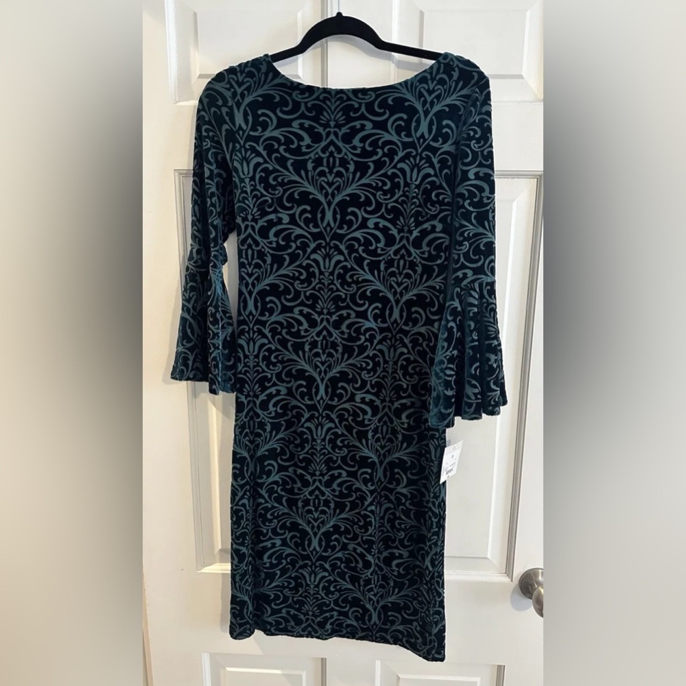 Elegant Green Patterned Dress Liz Claiborne New NWT $89